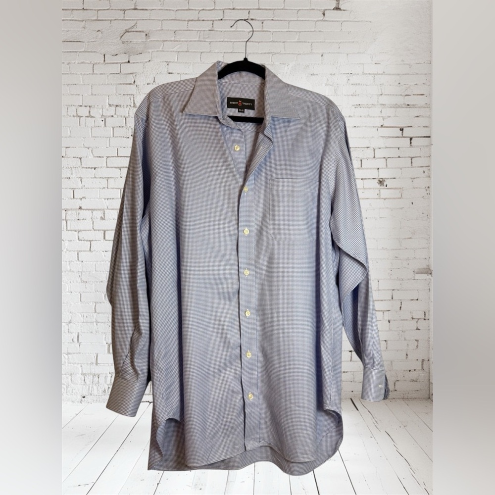 Robert Talbott Blue & White Micro Houndstooth But… - image 1